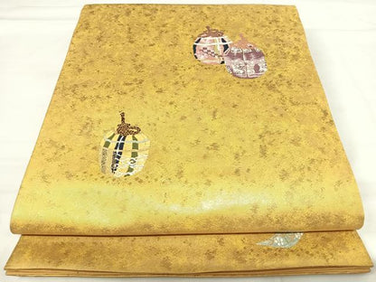 平和屋着物◎六通柄袋帯　唐織　九百錦　仕覆文　手織引箔　金糸　正絹　逸品　AABH0143yx