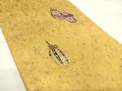 平和屋着物◎六通柄袋帯　唐織　九百錦　仕覆文　手織引箔　金糸　正絹　逸品　AABH0143yx