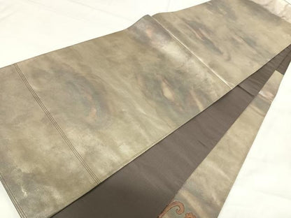 平和屋着物◎太鼓柄袋帯 花鳥文 金糸 正絹 逸品 AABH0150yx