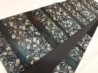 平和屋着物◎六通柄袋帯　唐織　横段花文　金銀糸　正絹　逸品　AABH0160yx