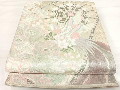 平和屋着物◎六通柄袋帯 唐織 鳳凰花華文 プラチナ二重箔 正絹 逸品 AABH0161yx