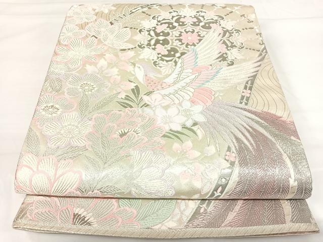 平和屋着物◎六通柄袋帯 唐織 鳳凰花華文 プラチナ二重箔 正絹 逸品 AABH0161yx