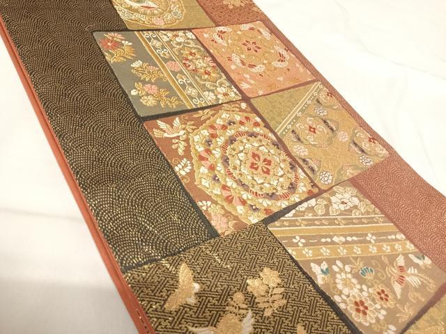平和屋着物◎六通柄袋帯 唐織 万葉集 金糸 鈴乃屋扱い 正絹 逸品 AABH0163yx