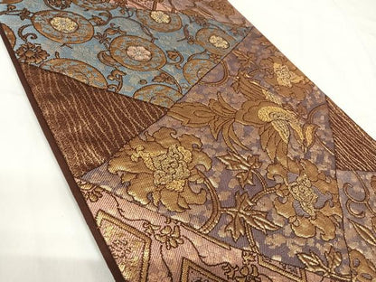 平和屋着物◎六通柄袋帯 切嵌花鳥文 金糸 正絹 逸品 AABH0164yx