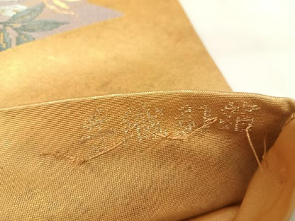 平和屋着物◎太鼓柄袋帯 唐織 燦金の世界 手織引箔 金糸 正絹 逸品 AABH0165yx