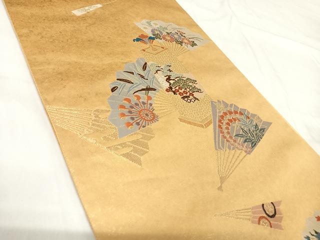 平和屋着物◎太鼓柄袋帯 唐織 燦金の世界 手織引箔 金糸 正絹 逸品 AABH0165yx