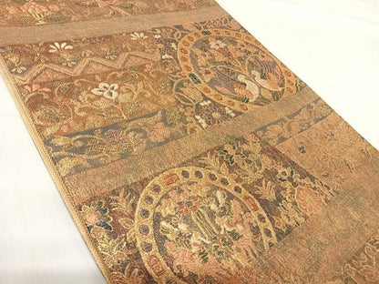 平和屋着物◎六通柄袋帯　正倉院　模様箔　正絹　逸品　AABH0167yx