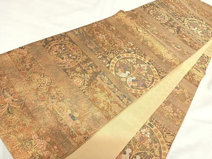 平和屋着物◎六通柄袋帯　正倉院　模様箔　正絹　逸品　AABH0167yx