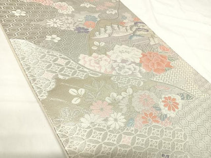 平和屋着物◎六通柄袋帯 唐織 風景文 プラチナ箔二重織 正絹 逸品 AABH0172yx