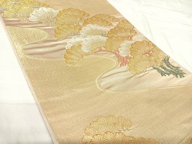 平和屋着物◎六通柄袋帯 唐織 浜松文 金糸 正絹 逸品 AABH0173yx