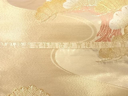 平和屋着物◎六通柄袋帯 唐織 浜松文 金糸 正絹 逸品 AABH0173yx