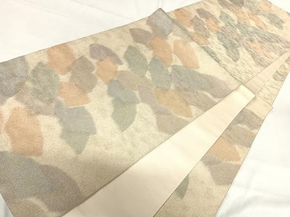平和屋着物◎全通柄袋帯　地紙重ね　金糸　正絹　逸品　AABH0178yx
