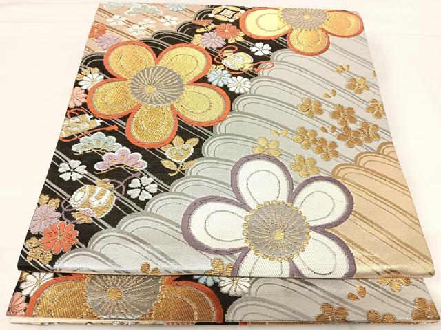平和屋着物◎六通柄袋帯 唐織 花宝尽くし 金銀糸 正絹 逸品 AABH0179yx