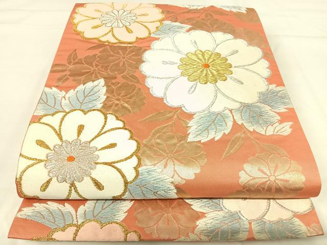 平和屋着物◎六通柄袋帯　唐織　草花文　金銀糸　正絹　逸品　AABH0180yx