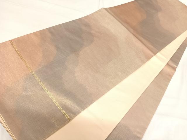平和屋着物◎全通柄袋帯 霞文 金糸 正絹 逸品 AABH0185yx