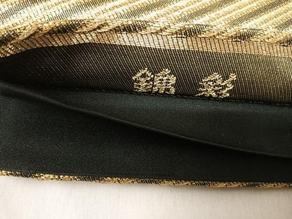 平和屋着物◎六通柄袋帯　錦彩　斜縞　金糸　正絹　逸品　AABH0190yx
