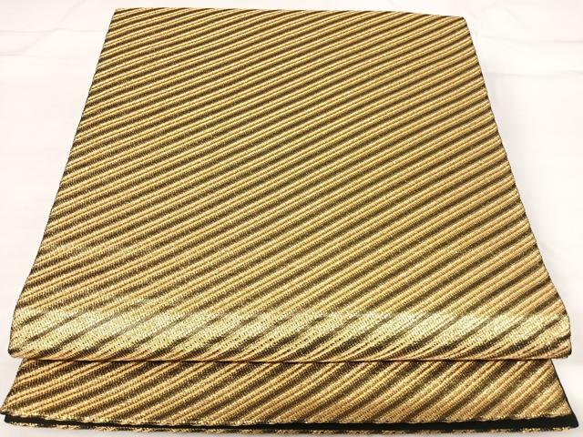 平和屋着物◎六通柄袋帯　錦彩　斜縞　金糸　正絹　逸品　AABH0190yx