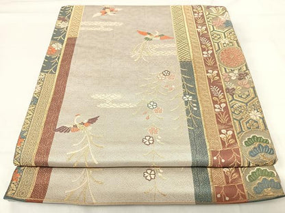 平和屋着物◎西陣 六通柄袋帯 唐織 鳳凰花文 金糸 正絹 逸品 AABH0192yx