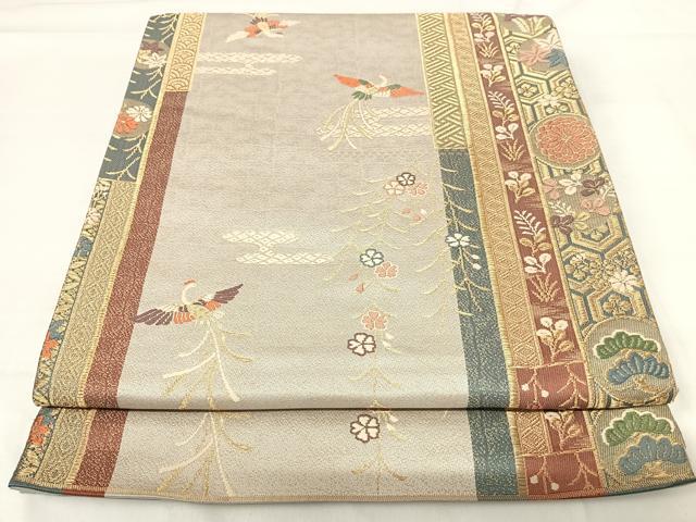 平和屋着物◎西陣 六通柄袋帯 唐織 鳳凰花文 金糸 正絹 逸品 AABH0192yx