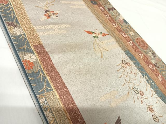 平和屋着物◎西陣 六通柄袋帯 唐織 鳳凰花文 金糸 正絹 逸品 AABH0192yx