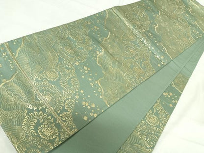 平和屋着物◎六通柄袋帯　立波花文　金糸　正絹　逸品　AABH0195yx