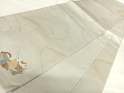 平和屋着物◎綴れ 六通柄袋帯 流水文 金銀糸 正絹 逸品 AABH0210yx