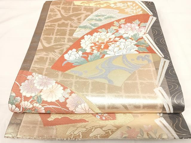 平和屋着物◎六通柄袋帯 唐織 華洛 金糸 正絹 逸品 AABH0212yx