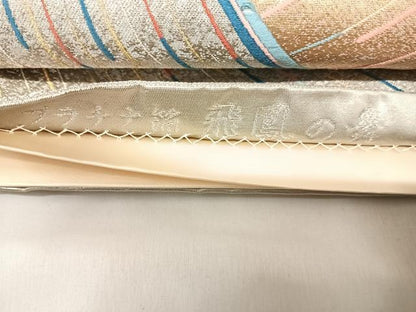 平和屋着物◎六通柄袋帯　唐織　飛鳳の舞　プラチナ箔　正絹　逸品　AABH0221yx