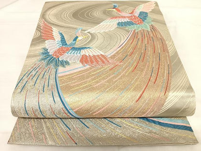 平和屋着物◎六通柄袋帯　唐織　飛鳳の舞　プラチナ箔　正絹　逸品　AABH0221yx