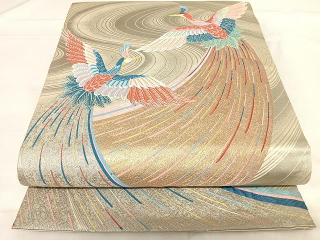 平和屋着物◎六通柄袋帯　唐織　飛鳳の舞　プラチナ箔　正絹　逸品　AABH0221yx