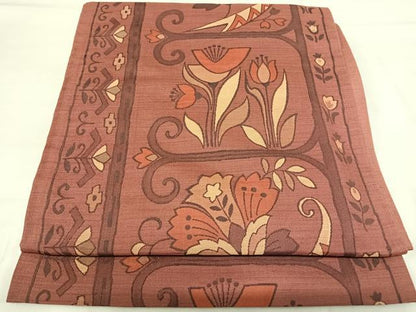 平和屋着物◎六通柄袋帯 花唐草文 正絹 逸品 AABH0226yx