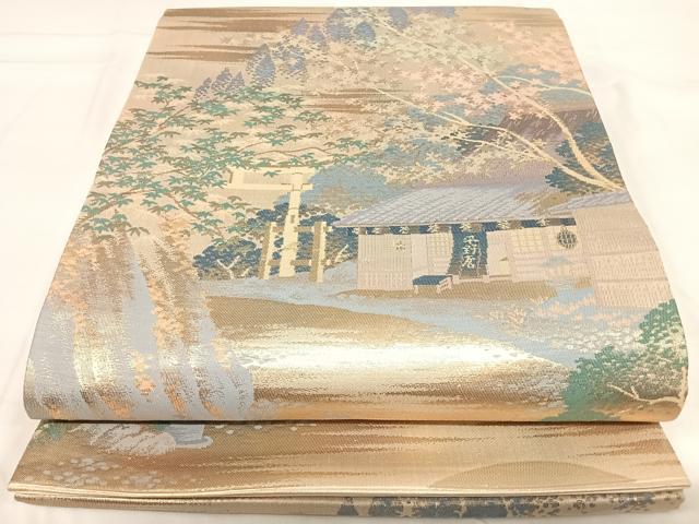 平和屋着物◎六通柄袋帯　名勝百景　金糸　正絹　逸品　AABH0229yx