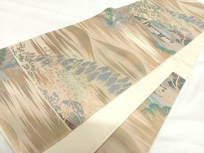 平和屋着物◎六通柄袋帯　名勝百景　金糸　正絹　逸品　AABH0229yx