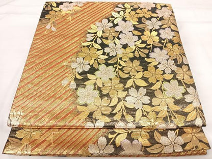 平和屋着物◎六通柄袋帯　桜　金銀糸　正絹　逸品　AABH0232yx