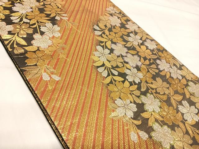 平和屋着物◎六通柄袋帯　桜　金銀糸　正絹　逸品　AABH0232yx