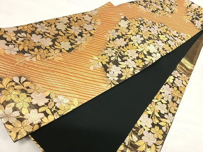 平和屋着物◎六通柄袋帯　桜　金銀糸　正絹　逸品　AABH0232yx