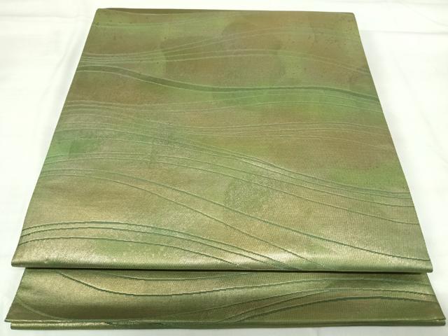 平和屋着物◎六通柄袋帯　流水文　金糸　正絹　逸品　AABH0235yx