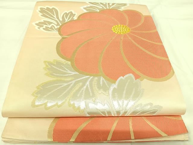 平和屋着物◎六通柄袋帯 唐織 草花文 金銀糸 正絹 逸品 AABH0255yx