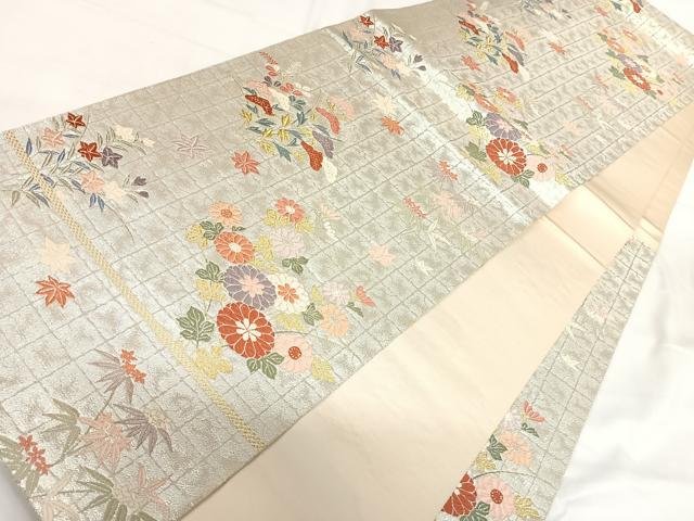 平和屋着物◎六通柄袋帯　唐織　草花文　金銀糸　正絹　逸品　AABH0257yx