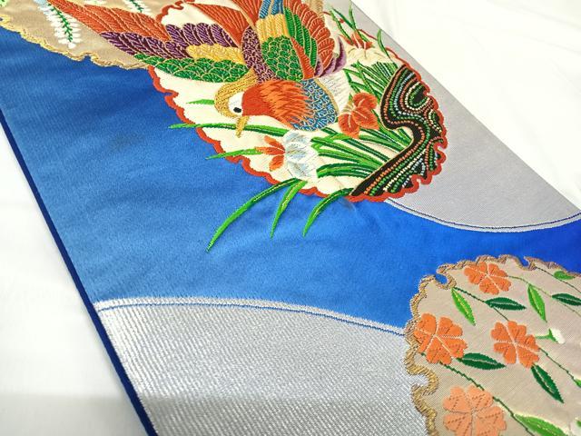 平和屋着物◎六通柄袋帯　唐織　雪輪花鳥文　金銀糸　正絹　逸品　AABH0260yx