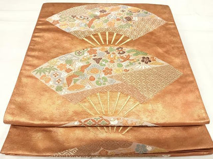 平和屋着物◎六通柄袋帯　唐織　飛鶴宝尽くし　金糸　正絹　逸品　AABH0262yx