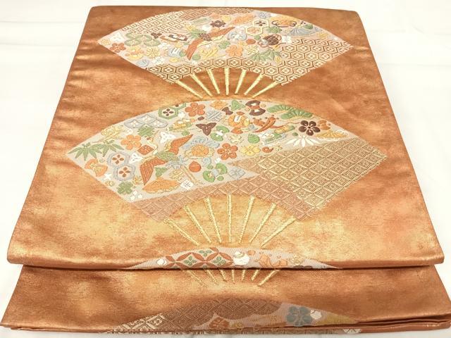 平和屋着物◎六通柄袋帯　唐織　飛鶴宝尽くし　金糸　正絹　逸品　AABH0262yx