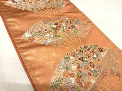 平和屋着物◎六通柄袋帯　唐織　飛鶴宝尽くし　金糸　正絹　逸品　AABH0262yx