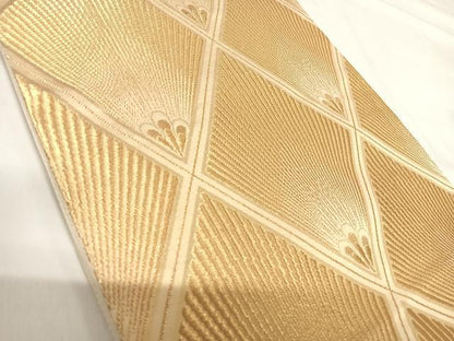 平和屋着物◎六通柄袋帯　松葉　金糸　正絹　逸品　AABH0263yx