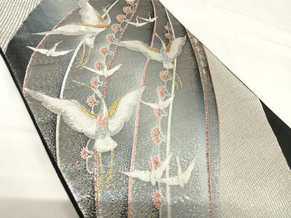 平和屋着物◎六通柄袋帯 唐織 飛翔 金銀糸 正絹 逸品 AABH0268yx