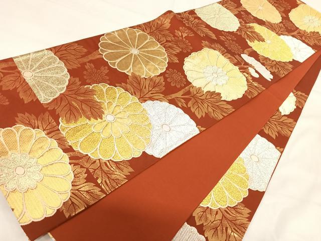 平和屋着物＊夏物　六通柄袋帯　菊花に桔梗　金銀糸　正絹　逸品　DABB3627cm 平和屋着物＊夏物 六通柄袋帯 草花文 銀糸 正絹 逸品 DABC8804cmの