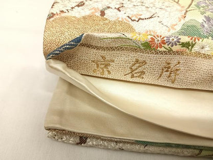 平和屋着物◎六通柄袋帯 唐織 京名所 金糸 正絹 逸品 AABH0278yx