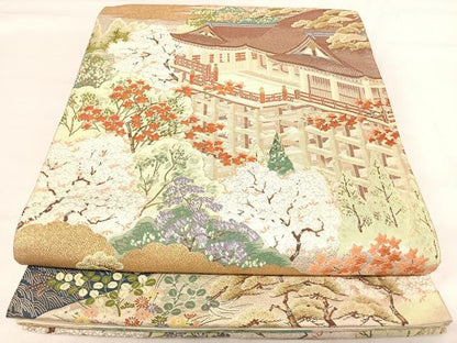 平和屋着物◎六通柄袋帯 唐織 京名所 金糸 正絹 逸品 AABH0278yx