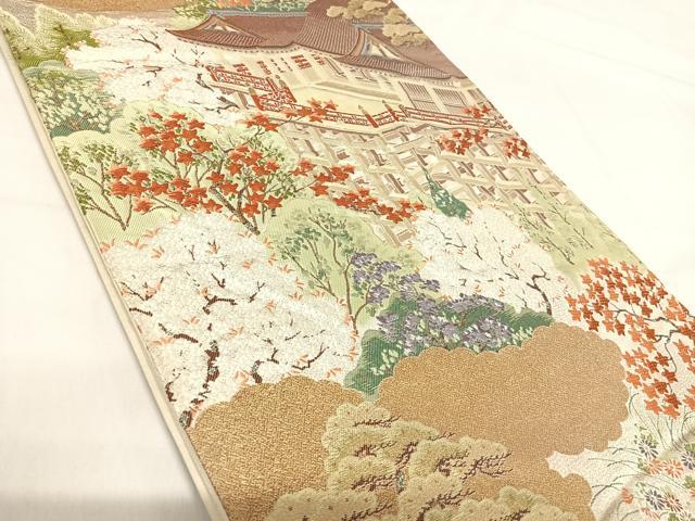 平和屋着物◎六通柄袋帯 唐織 京名所 金糸 正絹 逸品 AABH0278yx
