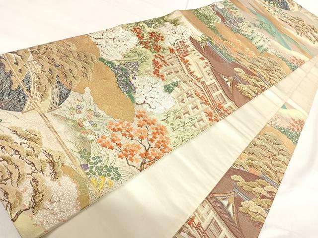 平和屋着物◎六通柄袋帯 唐織 京名所 金糸 正絹 逸品 AABH0278yx